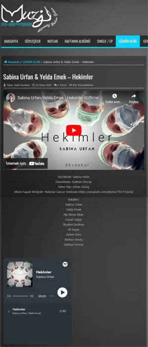 2020.05.28, Müzik Ekspres, HEKİMLER